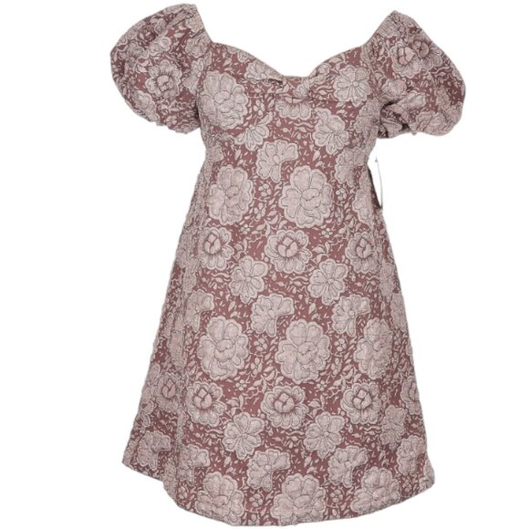 NWT! bohme Puff Short Sleeve Darcella Floral Mini Dress in Mauve Size XL - Picture 2 of 8
